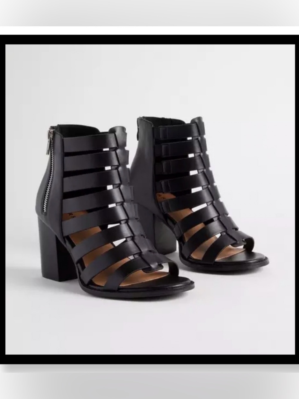 🆕 Women’s Side Zip Caged Block Heel Sandals